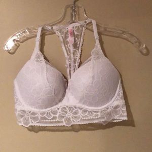 White Padded PINK bralette